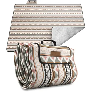 Veddelholzer 200 x 200 cm Boho Picknickdecke wasserdicht, sandfeste Stranddecke XXL isoliert & gepolstert Ideal für Outdoor, Camping, Strand, Park, Festival & Picknick Einfach faltbar & waschbar