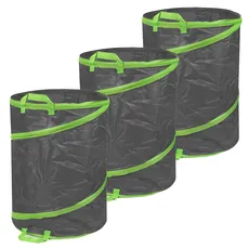 Schramm® 3 Stück Pop Up Gartensäcke 137L Grün/Grau Sehr Stabiles Polyester Oxford Selbst Aufstellend Gartensack Pop UP Garten Sack Säcke Big Bag 3er Pack, Farbe:dunkelgrau