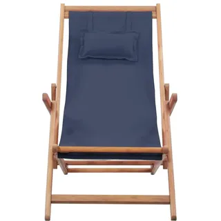 vidaXL Strandstuhl Klappbar Stoff und Massivholz Blau - Blau