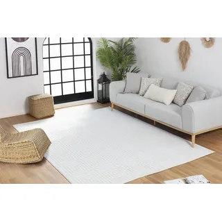 Livabliss Austin Outdoor Matte wetterfest – Balkon, Terrasse, Garten, Küche 160x220 cm – Boho Style, strapazierfähig, Weiß