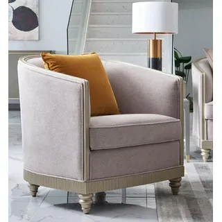 Sessel Design Couch Sofa Relax Textil Lounge Club Polster Sitzer Luxus Einsitzer - Beige