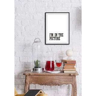 Bild QUEENCE "I'M IN THE PICTURE", schwarz-weiß (farbe rahmen: schwarz, farbe bild(er): weiß, schwarz), B:30cm H:40cm, Acrylglas, Holz, Papier, Bilder, Bild, HD Premium Poster-Druck inkl. Holzrahmen