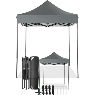 COBIZI Faltpavillon 2x2 Wasserdicht Stabil Winterfest ohne Seitenwand,Pop Up Pavillon Partyzelt,Sonnenschutz Gartenpavillon,Pavillon Faltbar mit Handtasche(2 mal 2m Grau)