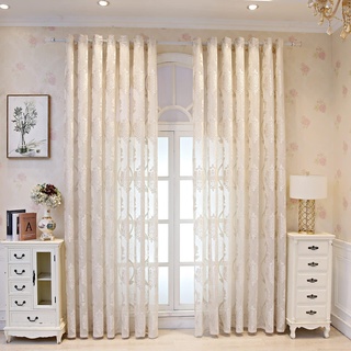 M&W DAS DESIGN Gardinenschal halbtransparent Vintage Retro Barock Dekoschal Stoff Ösenschal Voile Fensterschal Stickerei Jacquard Stores Gardinen