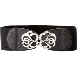 Stretchgürtel BONPRIX, Damen, Gr. 95, schwarz (schwarz, silberfarben), Obermaterial: 70% Polyester, 30% Elastodien. Obermaterial 2: 100% Polyurethan, Gürtel Stretchgürtel, aus Polyester, Elastodien und Polyurethan, elastische Passform