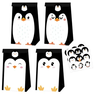 JeVenis 12 PCS Pinguin Party Gunst Taschen Pinguin Geburtstag Partydeko | 12 PCS Pinguin Party Gunst Taschen Leckerli Tüten Goodie Bags Pinguin Onederland Geburtstag Party Dekoration für Penguin