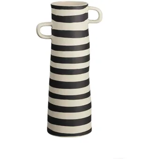ASA 84004130 Vase, Steingut, 28cm, Mehrkernige, Hellgrau/Gebrochenes Weiß, Gestreift