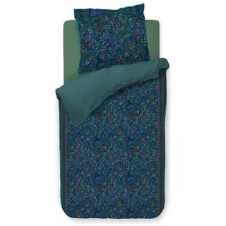 Pip Studio Bettwäsche Querida Dunkelblau Perkal Floral Ornamente Blumen Blüten Punkte Geblümt, Größe:135 cm x 200 cm