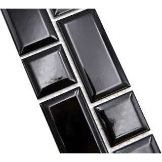 Mosaik Borde Bordüre Metro Uni Schwarz Keramikmosaik glänzend WB26BORWM-0301