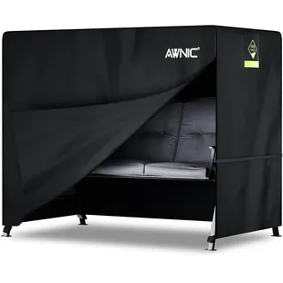Awnic Hollywoodschaukel Abdeckung Schutzhülle Abdeckplane 2 Sitzer Wasserdicht Wetterfest Terrasse Abdeckplane für Hollywoodschaukel mit Kordelzug 420D 175X125X160cm