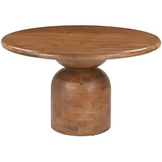 Mid.you Esstisch , Naturfarben , Holz , Mangoholz , massiv , rund , Säule , 130x76x130 cm , Holzmöbel, Holztische, Esstische Holz, Massivholztische