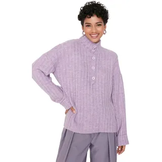 TRENDYOLMİLLA Damen Hemdkragen, Einfarbig, Regular Sweater Sweatshirt, Lila, S