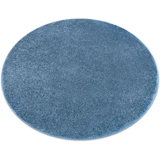 Teppich rund SANTA FE blau 74 eben, glatt, einfarbig Blau rund 200 cm - Blau