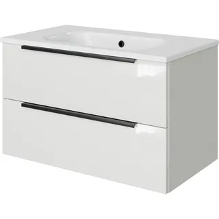 Pelipal Badmöbel-Set Quantum 07 Schneeweiß Glanz 81 cm 2 Auszüge