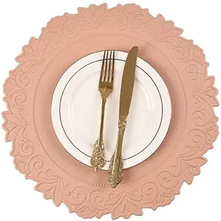 Noctiflorous Runde Tischsets aus Kunstleder, 38,1 cm, wasserdicht, abwischbar, hitzebeständig, Tischset für Esstisch, Küche, rutschfest, öldicht, für drinnen und draußen, Rosa, 6 Stück