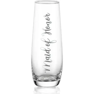 NUPTIO Sektgläser Becher Geschenk Trauzeugin: Gravur Gläser Hochzeit Champagner Prosecco Glasses Silber Tumbler Party Champagnerglas Sektflöten Gift Stemless