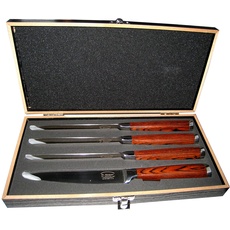 Dr. Richter 4er Set Steakmesser mit glatter Klinge und edlem Griff in Holzbox
