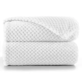 RESTILO Kuscheldecke 220x240 cm weiß Decke Microfaser Wohndecke Henry