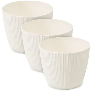 TULMERO Blumentopf matt, Pflanzkübel aus Übertopf Kunststoff Dekorativer Topf für, groß Pflanzen 3X blumenkübel Set, blumenkübel kräutertopf, (3 Pack) Creme, ø 19 cm