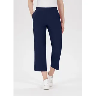 Culotte STEHMANN "Fenja2-658", Damen, Gr. 44, N-Gr, blau (marine,300), Stoff, Obermaterial: 65% Viskose, 30% Polyamid, 5% Elasthan, straight fit 7/8-Länge, Hosen Culotte, Sommerhose mit elastischem Bund und geradem Bein