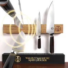 Deer & Oak Magnetleiste Messer - Hergestellt aus Hochwertigem Walnussholz - Messerblock Magnetisch - 40 cm - Magnetleiste Selbstklebend - Messerhalter Magnetisch - Messer Magnet
