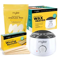 Mylee Waxing Set mit Wachswärmer, Waxing Perlen 500g, Holzspatel, Wax ohne Streifen, professionelles Warmwachsset