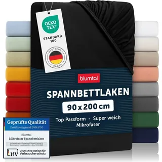 Blumtal Bettlaken Mikrofaser 90 x 200 cm Schwarz