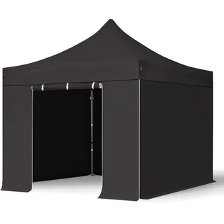 TOOLPORT Faltpavillon 3 x 3 m inkl. 4 Seitenteile Schwarz