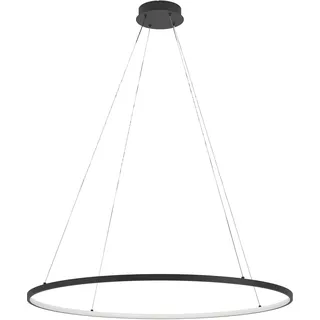 EGLO LED Hängelampe Parruta, Pendelleuchte über Esstisch, runde Esszimmerlampe mit Fernbedienung, Wohnzimmerlampe aus Metall in Schwarz und Kunststoff in Weiß, warmweiß-kaltweiß, Ø 99 cm