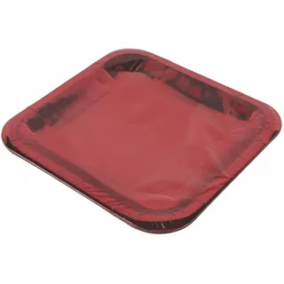 Galileo Casa Santa's House Einwegteller aus Papier, 23 x 23 cm, Metallic-Rot, 10 Stück