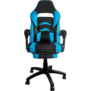 Aga Spielstuhl, Bürostuhl, Drehbarer Spielstuhl, Gamingstuhl, Racing Schreibtischstuhl,Chefsessel mit Fußstütze - Hellblau - Blau