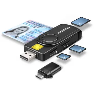 AXAGON Smartcard Multi-Slot-Cardreader, USB-A 2.0 [Stecker] CRE-SMP2A