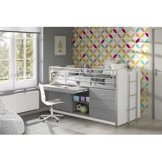 Vipack Hochbett BONNY 90 x 200 cm MDF grau/silbergrau