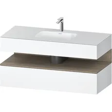 Duravit Qatego Einbauwaschtisch mit Konsolenwaschtischunterbau, 1200x550x600mm, Nische Eiche Terra, QA4787035, Farbe: Weiß Matt/mit Nischenbeleuchtung