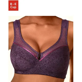 Nuance Entlastungs-BH NUANCE, Damen, Gr. 75, Cup E, lila, Microtouch, Obermaterial: 72% Polyamid, 28% Elasthan, BHs BH Spitzenwäsche Spitzen-BH Entlastungs-BH Bügelloser-BH, ohne Bügel, mit transparenten Netzeinsätzen am Obercup