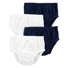 Simple Joys by Carter's Baby-Mädchen 4-Pack Diaper Covers Shorts, Marineblau/Weiß, 6-9 Monate (4er Pack)