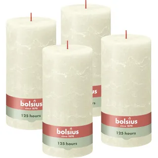 Bolsius Rustik Stumpenkerze XXL - Elfenbein - 4 Stück - 20 x 10 cm - Dekorative kerzen - Länge Brenndauer 125 Stunden - Unparfümierte - Enthält Natürliches Pflanzenwachs - Ohne Palmöl