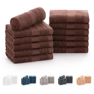 Todocama - 12-teiliges Handtuch-Set (30 x 30 cm), 100% Baumwolle, weich und saugfähig, 550 g/m2 Premium, Schokoladenbraun
