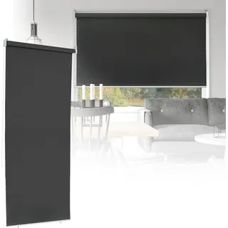 VINGO Senkrechtmarkise Markisen Vertikalmarkise Balkonmarkise Sonnenschutz Balkonsichtschutz Sichtschutz Balkonrollo Rollo 100 x 240 cm Anthrazit - Schwarz