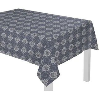 Tischdecke ADAM "Romantic Puligny" Gr. 1, blau (dunkelblau), B:80cm L:80cm, Bio-Baumwolle, Tischdecken, Tischdecke, aus 100% Bio-Baumwolle