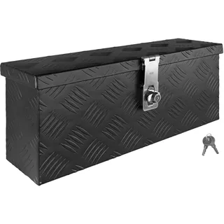 Deichselbox Schwarz Werkzeugkasten Truckbox Alu Box Anhänger Kiste mit Deckel Abschließbar Alubox Transportbox Werkzeugbox Aluminium Aufbewahrungsbox D015 trucky - Schwarz