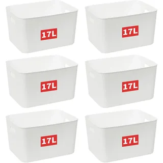 cetomo Aufbewahrungskorb 17Lx6 Kunststoff mit Griffen 35 x 27 x 20 cm weiß