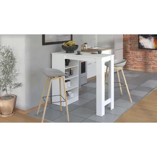 Home Affaire »Valence, 120x50x150 cm, Küchentisch, Bartresen, Stehtisch, Bartheke« mit 4 Regalfächern, Eiche-Optik oder weiß Stilvoll und zeitloser,