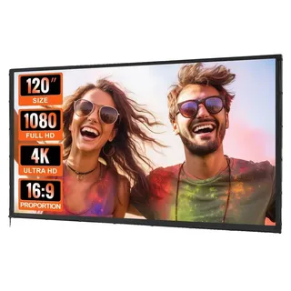 Vevor Projektion Beamer Leinwand mit Ständer 304,8 cm HD 4K Outdoor Indoor Projektor Screen Schnelles Klappbare Tragbare Filmleinwand 16: 9 für Heimkino, Camping und Freizeitveranstaltungen Schwarz