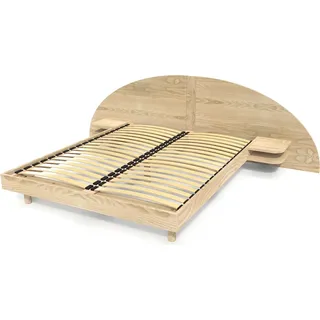 2 Sitzer Holzbett mit Kopfteil und Nachttischen ARC - 140x200 - Roh (ohne Lack)