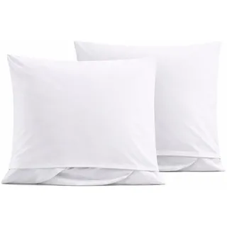 2er Pg. Kopfkissenbezug 80x80cm Kochfest, Hotelverschluß, weiß, Linon, 95 Grad Wäsche, Kissenhülle 100% Baumwolle