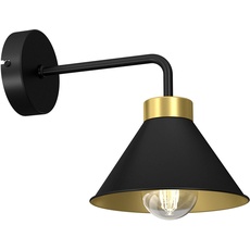 Innen Wandleuchte aus Metall in schwarz-gold E27 B:20cm EU-Produkt Loft Industrie Wohnzimmer Flur Schlafzimmer Wandlampe