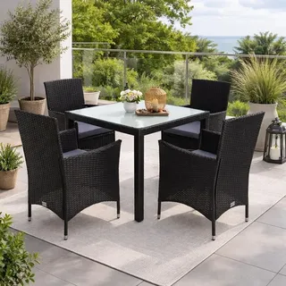Polyrattan Sitzgruppe Gartenmöbel Set Rattan Gartenset Garten Essgruppe Schwarz - Schwarz