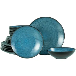 CreaTable CreaTable, 23959, Serie Capri, 18-teiliges Geschirrset für 6 Personen, Teller Set aus Steinzeug, spülmaschinen- und mikrowellengeeignet, Qualitätsproduktion