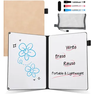 AGM A5 Mini-Whiteboard, tragbare Schreibtafel mit 3 Farbstiften und Radiergummi für Büro, Arbeitszimmer, Klassenzimmer und Zuhause – Rosa